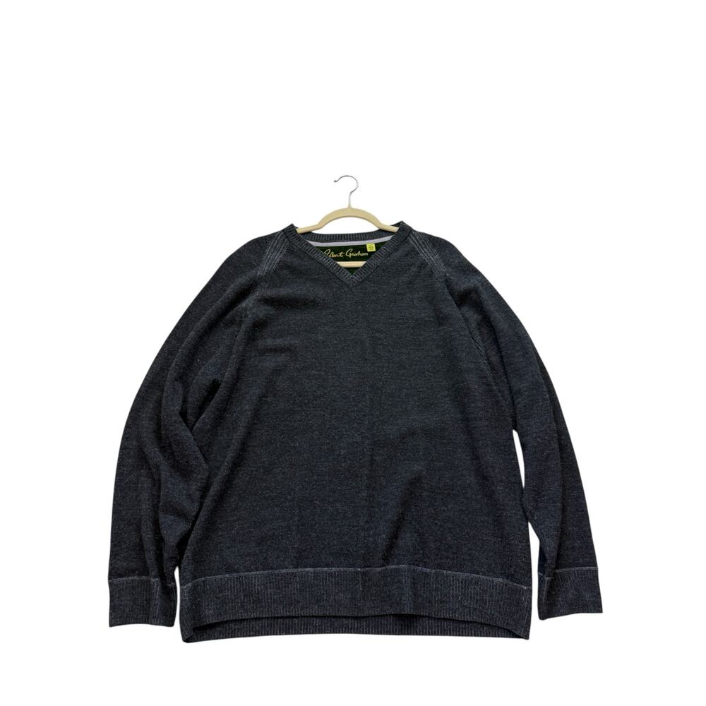 Robert Graham Pullover Long Sleeve Sweater Black Wool Cashmere Blend Mens 2XL